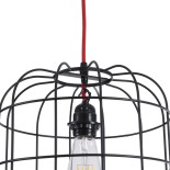 GloboStar® PARROT 01099 Μοντέρνο Industrial Κρεμαστό Φωτιστικό Οροφής Μονόφωτο 1 x E27 AC220-240V - Φ28 x Υ30cm - Μαύρο Μεταλλικό Πλέγμα - 5 Χρόνια Εγγύηση