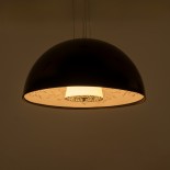 GloboStar® SERENIA 01151 Μοντέρνο Κρεμαστό Φωτιστικό Καμπάνα Μονόφωτο 1 x E27 IP20 Μαύρο & Λευκό Γύψο - Μ40 x Π40 x Υ20cm