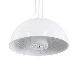 GloboStar® SERENIA 01152 Μοντέρνο Κρεμαστό Φωτιστικό Καμπάνα Μονόφωτο 1 x E27 IP20 Λευκό Γύψο - Μ40 x Π40 x Υ20cm