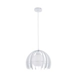 GloboStar® INGLEY 01225 Μοντέρνο Κρεμαστό Φωτιστικό Πλέγμα Μονόφωτο 1 x E27 IP20 Λευκό Μέταλλο με Λευκό Γυαλί - Μ26 x Π26 x Υ21cm