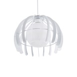 GloboStar® INGLEY 01225 Μοντέρνο Κρεμαστό Φωτιστικό Πλέγμα Μονόφωτο 1 x E27 IP20 Λευκό Μέταλλο με Λευκό Γυαλί - Μ26 x Π26 x Υ21cm
