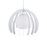 GloboStar® INGLEY 01225 Μοντέρνο Κρεμαστό Φωτιστικό Πλέγμα Μονόφωτο 1 x E27 IP20 Λευκό Μέταλλο με Λευκό Γυαλί - Μ26 x Π26 x Υ21cm