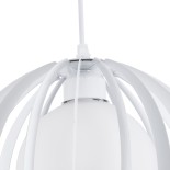 GloboStar® INGLEY 01225 Μοντέρνο Κρεμαστό Φωτιστικό Πλέγμα Μονόφωτο 1 x E27 IP20 Λευκό Μέταλλο με Λευκό Γυαλί - Μ26 x Π26 x Υ21cm