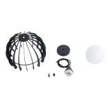 GloboStar® INGLEY 01226 Μοντέρνο Κρεμαστό Φωτιστικό Πλέγμα Μονόφωτο 1 x E27 IP20 Μαύρο Μέταλλο με Λευκό Γυαλί - Μ26 x Π26 x Υ21cm