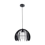GloboStar® INGLEY 01226 Μοντέρνο Κρεμαστό Φωτιστικό Πλέγμα Μονόφωτο 1 x E27 IP20 Μαύρο Μέταλλο με Λευκό Γυαλί - Μ26 x Π26 x Υ21cm