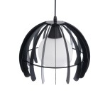 GloboStar® INGLEY 01226 Μοντέρνο Κρεμαστό Φωτιστικό Πλέγμα Μονόφωτο 1 x E27 IP20 Μαύρο Μέταλλο με Λευκό Γυαλί - Μ26 x Π26 x Υ21cm
