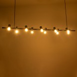 GloboStar® ALFREDA 01242 Μοντέρνο Κρεμαστό Φωτιστικό Ράγα Πολύφωτο 10 x E27 IP20 Μαύρο Μέταλλο - Μ140 x Π18 x Υ7cm