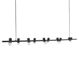 GloboStar® ALFREDA 01242 Μοντέρνο Κρεμαστό Φωτιστικό Ράγα Πολύφωτο 10 x E27 IP20 Μαύρο Μέταλλο - Μ140 x Π18 x Υ7cm
