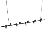 GloboStar® ALFREDA 01242 Μοντέρνο Κρεμαστό Φωτιστικό Ράγα Πολύφωτο 10 x E27 IP20 Μαύρο Μέταλλο - Μ140 x Π18 x Υ7cm