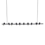 GloboStar® ALFREDA 01242 Μοντέρνο Κρεμαστό Φωτιστικό Ράγα Πολύφωτο 10 x E27 IP20 Μαύρο Μέταλλο - Μ140 x Π18 x Υ7cm