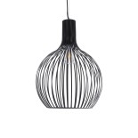 GloboStar® SCANDI 01266 Μοντέρνο Κρεμαστό Φωτιστικό Οροφής Μονόφωτο 1 x E27 AC220-240V IP20 - Φ38 x Υ50cm - Μαύρο Μεταλλικό Καμπάνα - 5 Χρόνια Εγγύηση