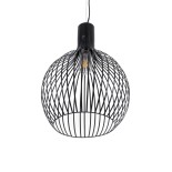 GloboStar® SCANDI 01266 Μοντέρνο Κρεμαστό Φωτιστικό Οροφής Μονόφωτο 1 x E27 AC220-240V IP20 - Φ38 x Υ50cm - Μαύρο Μεταλλικό Καμπάνα - 5 Χρόνια Εγγύηση
