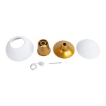 GloboStar® SEVILLE 01268 Μοντέρνο Κρεμαστό Φωτιστικό Καμπάνα Μονόφωτο 1 x E27 IP20 Λευκό & Χρυσό Μέταλλο - Μ35 x Π35 x Υ35cm