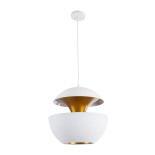 GloboStar® SEVILLE 01268 Μοντέρνο Κρεμαστό Φωτιστικό Καμπάνα Μονόφωτο 1 x E27 IP20 Λευκό & Χρυσό Μέταλλο - Μ35 x Π35 x Υ35cm