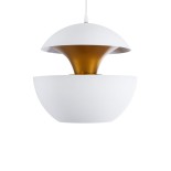 GloboStar® SEVILLE 01268 Μοντέρνο Κρεμαστό Φωτιστικό Καμπάνα Μονόφωτο 1 x E27 IP20 Λευκό & Χρυσό Μέταλλο - Μ35 x Π35 x Υ35cm