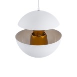GloboStar® SEVILLE 01268 Μοντέρνο Κρεμαστό Φωτιστικό Καμπάνα Μονόφωτο 1 x E27 IP20 Λευκό & Χρυσό Μέταλλο - Μ35 x Π35 x Υ35cm