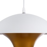 GloboStar® SEVILLE 01268 Μοντέρνο Κρεμαστό Φωτιστικό Καμπάνα Μονόφωτο 1 x E27 IP20 Λευκό & Χρυσό Μέταλλο - Μ35 x Π35 x Υ35cm