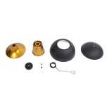 GloboStar® SEVILLE 01269 Μοντέρνο Κρεμαστό Φωτιστικό Καμπάνα Μονόφωτο 1 x E27 IP20 Μαύρο & Χρυσό Μέταλλο - Μ35 x Π35 x Υ35cm