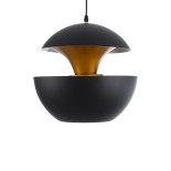 GloboStar® SEVILLE 01269 Μοντέρνο Κρεμαστό Φωτιστικό Καμπάνα Μονόφωτο 1 x E27 IP20 Μαύρο & Χρυσό Μέταλλο - Μ35 x Π35 x Υ35cm