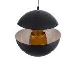 GloboStar® SEVILLE 01269 Μοντέρνο Κρεμαστό Φωτιστικό Καμπάνα Μονόφωτο 1 x E27 IP20 Μαύρο & Χρυσό Μέταλλο - Μ35 x Π35 x Υ35cm