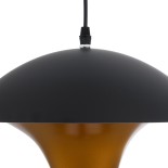 GloboStar® SEVILLE 01269 Μοντέρνο Κρεμαστό Φωτιστικό Καμπάνα Μονόφωτο 1 x E27 IP20 Μαύρο & Χρυσό Μέταλλο - Μ35 x Π35 x Υ35cm