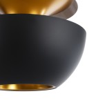GloboStar® SEVILLE 01269 Μοντέρνο Κρεμαστό Φωτιστικό Καμπάνα Μονόφωτο 1 x E27 IP20 Μαύρο & Χρυσό Μέταλλο - Μ35 x Π35 x Υ35cm