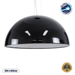 GloboStar® SERENIA 01272 Μοντέρνο Κρεμαστό Φωτιστικό Καμπάνα Μονόφωτο 1 x E27 IP20 Μαύρο Μέταλλο με Λευκό Γύψο - Μ90 x Π90 x Y40cm