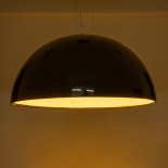 GloboStar® SERENIA 01272 Μοντέρνο Κρεμαστό Φωτιστικό Καμπάνα Μονόφωτο 1 x E27 IP20 Μαύρο Μέταλλο με Λευκό Γύψο - Μ90 x Π90 x Y40cm