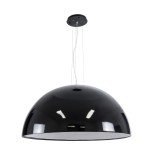 GloboStar® SERENIA 01272 Μοντέρνο Κρεμαστό Φωτιστικό Καμπάνα Μονόφωτο 1 x E27 IP20 Μαύρο Μέταλλο με Λευκό Γύψο - Μ90 x Π90 x Y40cm