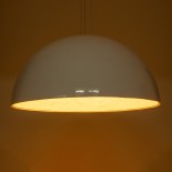 GloboStar® SERENIA WHITE 01273 Μοντέρνο Κρεμαστό Φωτιστικό Οροφής Μονόφωτο 1 x E27 AC220-240V IP20 - Φ90 x Υ40cm - Λευκό Γύψινο Καμπάνα - 5 Χρόνια Εγγύηση