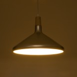GloboStar® FELICITA 01276 Μοντέρνο Κρεμαστό Φωτιστικό Καμπάνα Μονόφωτο 1 x E27 IP20 Ασημί Μέταλλο με Μπεζ Ξύλο - Μ40 x Π40 x Y30cm