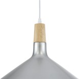 GloboStar® FELICITA 01276 Μοντέρνο Κρεμαστό Φωτιστικό Καμπάνα Μονόφωτο 1 x E27 IP20 Ασημί Μέταλλο με Μπεζ Ξύλο - Μ40 x Π40 x Y30cm