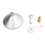 GloboStar® FELICITA 01277 Μοντέρνο Κρεμαστό Φωτιστικό Καμπάνα Μονόφωτο 1 x E27 IP20 Ασημί Μέταλλο με Μπεζ Ξύλο - Μ30 x Π30 x Υ25cm