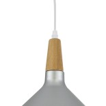 GloboStar® FELICITA 01277 Μοντέρνο Κρεμαστό Φωτιστικό Καμπάνα Μονόφωτο 1 x E27 IP20 Ασημί Μέταλλο με Μπεζ Ξύλο - Μ30 x Π30 x Υ25cm