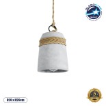 GloboStar® TRIBECA 01319 Μοντέρνο Κρεμαστό Φωτιστικό Καμπάνα Μονόφωτο 1 x E27 IP20 Γκρι Τσιμέντο με Μπεζ Σχοινί - Μ20 x Π20 x Υ26cm
