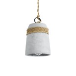 GloboStar® TRIBECA 01319 Μοντέρνο Κρεμαστό Φωτιστικό Καμπάνα Μονόφωτο 1 x E27 IP20 Γκρι Τσιμέντο με Μπεζ Σχοινί - Μ20 x Π20 x Υ26cm