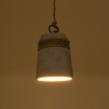 GloboStar® TRIBECA 01319 Μοντέρνο Κρεμαστό Φωτιστικό Καμπάνα Μονόφωτο 1 x E27 IP20 Γκρι Τσιμέντο με Μπεζ Σχοινί - Μ20 x Π20 x Υ26cm