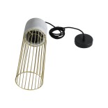 GloboStar® DURANT 01322 Μοντέρνο Κρεμαστό Φωτιστικό Πλέγμα Μονόφωτο 1 x E27 IP20 Γκρι Τσιμέντο με Χρυσό Μέταλλο - Μ12 x Π12 x Υ40cm