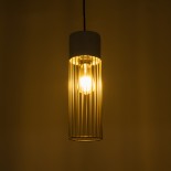 GloboStar® DURANT 01322 Μοντέρνο Κρεμαστό Φωτιστικό Πλέγμα Μονόφωτο 1 x E27 IP20 Γκρι Τσιμέντο με Χρυσό Μέταλλο - Μ12 x Π12 x Υ40cm