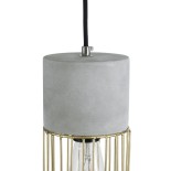 GloboStar® DURANT 01322 Μοντέρνο Κρεμαστό Φωτιστικό Πλέγμα Μονόφωτο 1 x E27 IP20 Γκρι Τσιμέντο με Χρυσό Μέταλλο - Μ12 x Π12 x Υ40cm