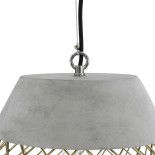 GloboStar® DURANT 01324 Μοντέρνο Κρεμαστό Φωτιστικό Πλέγμα Μονόφωτο 1 x E27 IP20 Γκρι Τσιμέντο με Χρυσό Μέταλλο - Μ35 x Π35 x Υ35cm