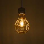 GloboStar® DURANT 01325 Μοντέρνο Κρεμαστό Φωτιστικό Πλέγμα Μονόφωτο 1 x E27 IP20 Γκρι Τσιμέντο με Χρυσό Μέταλλο - Μ20 x Π20 x Υ35cm