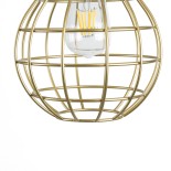 GloboStar® DURANT 01325 Μοντέρνο Κρεμαστό Φωτιστικό Πλέγμα Μονόφωτο 1 x E27 IP20 Γκρι Τσιμέντο με Χρυσό Μέταλλο - Μ20 x Π20 x Υ35cm