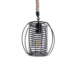 GLOBOSTAR® ORVAL 01689 Μοντέρνο Κρεμαστό Φωτιστικό Οροφής με Ντουί 1 x E27 AC 220-240V IP20 - Μαύρο & Μπεζ - Μ20 x Π20 x Υ20cm