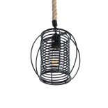 GLOBOSTAR® ORVAL 01689 Μοντέρνο Κρεμαστό Φωτιστικό Οροφής με Ντουί 1 x E27 AC 220-240V IP20 - Μαύρο & Μπεζ - Μ20 x Π20 x Υ20cm