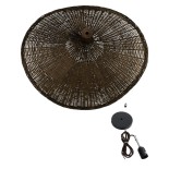 GloboStar® CUBA 01720 Boho Κρεμαστό Φωτιστικό Καμπάνα Μονόφωτο 1 x E27 IP20 Καφέ Ξύλο - Μ53 x Π53 x Υ30cm