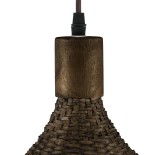 GloboStar® CUBA 01720 Boho Κρεμαστό Φωτιστικό Καμπάνα Μονόφωτο 1 x E27 IP20 Καφέ Ξύλο - Μ53 x Π53 x Υ30cm