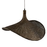 GloboStar® CUBA 01722 Boho Κρεμαστό Φωτιστικό Καμπάνα Μονόφωτο 1 x E27 IP20 Καφέ Ξύλο - Μ63 x Π63 x Υ32cm
