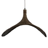GloboStar® CUBA 01722 Boho Κρεμαστό Φωτιστικό Καμπάνα Μονόφωτο 1 x E27 IP20 Καφέ Ξύλο - Μ63 x Π63 x Υ32cm