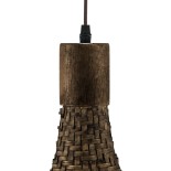 GloboStar® CUBA 01722 Boho Κρεμαστό Φωτιστικό Καμπάνα Μονόφωτο 1 x E27 IP20 Καφέ Ξύλο - Μ63 x Π63 x Υ32cm
